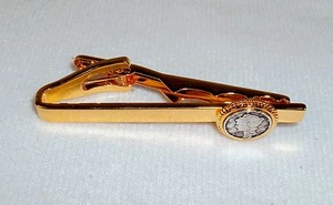 Clip de corbata para hombre ~ tono dorado pulido con gráfico de botón de diez centavos de mercurio NUEVO #5310040 - Imagen 1 de 8
