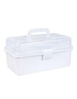 White Craft Art Organizer Storage Tool Box 3 Layer Storage Box with Handle Se...