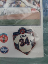 ⚾️ TEXAS RANGERS NOLAN RYAN #34 RETIRED JERSEY PRESENTED BY COCA COLA PIN KROGER