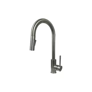 17.5" Matte Black Finish Pull Out Down Kitchen Faucet, Dual Function Sprayer - Picture 1 of 1