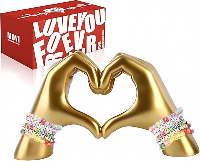 Decoración de estatua de manos de corazón dorado para sala de estar estante mesa boho (sin pulseras) Foto 1 de 4