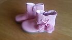 Girls Pink faux Suede Pom Pom Boots Size 8 Small From Marks And Spencer BNWT
