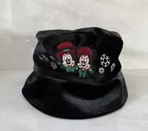 Vintage Walt Disney World Mickey Minnie Mouse Bucket Hat Christmas Winter Hippy - Picture 1 of 9
