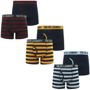 Men's Tokyo Laundry 2 Pack Boxer Shorts Set Stripe Plain Trunks Cotton Underwear - Picture 1 of 16