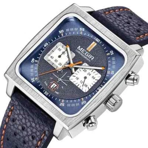 Gents Monaco Chronograph Calibre 12 Mens Luxury Quartz Leather Strap Watch New - Picture 1 of 3