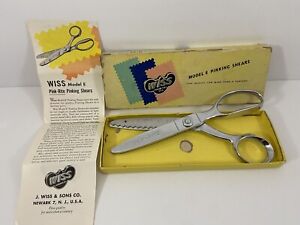 Vintage WISS Model E PInking Shears / Scissors Chrome Plated In Box Made In USA