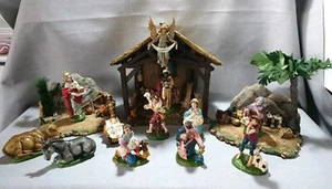 Fontanini Christmas Nativity Scene + Italy Figures Plaster Paper Mache Vtg - Picture 1 of 15