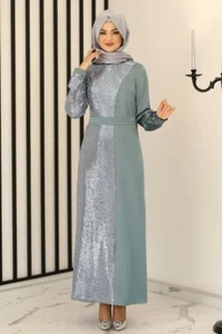 Restposten ausverkauf Paillettenkleid Damen Abendkleid Modest Fashion - Bild 1 von 21