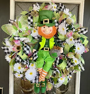 XL Kobold St. Patricks Day Kleeblatt Netz Türkranz Wohndeko Deko - Bild 1 von 7