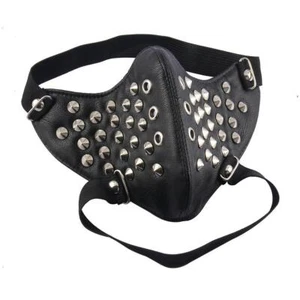 Alloy Metal Studded Punk Biker Mask Motorcycle Leather Half-face Sports Mask - Picture 1 of 5
