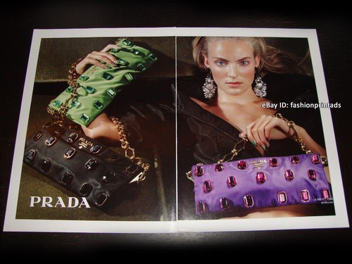 Frizione PRADA 2 pagine PRINT AD Resort 2009 YMRE STIEKEMA tessuto Pietre gioiello