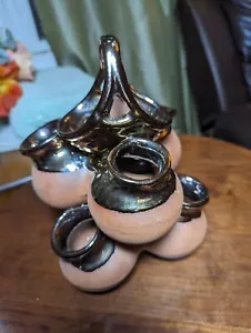 Piantatrice vintage succulenta rossastra alto 9,5" pila di vasi cerchio in bronzo - Foto 1 di 17