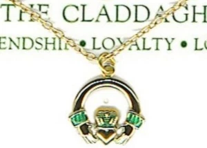 Collar Irlandés Claddagh 18" en Placa de Oro Gran Regalo Día de San Patricio EE. UU. NUEVO - Imagen 1 de 3