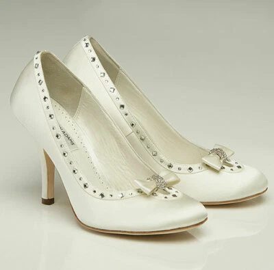 Benjamin Adams CRUZ 70% OFF Ivory Leather Swarovski Crystal Bridal Shoes UK 5 — 第 1/4 张图片