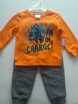 Kidgets Niño Pequeño Bebé Niño 24M 2 piezas Dinosaurio Jogger Pantalones y Sudadera Nuevo con Etiquetas Naranja  Foto 1 de 4