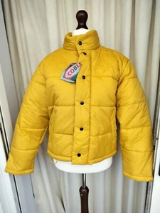 Mustard Puffer Jacket with Hood in Collar Size: L - Picture 1 of 3