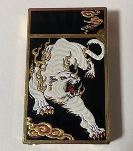 S.T. Dupont Ligne 2 White Tiger Gasfeuerzeug schwarz gold ohne Box Zündung bestätigt - Bild 1 von 7