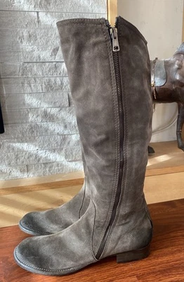 Alberto Fermani Womens Gray Suede Knee High Side Zip Boots Shoes Size 41 - Image 1 of 4