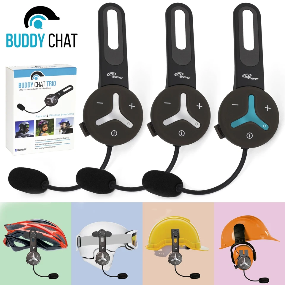 Buddy Chat Trio Bluetooth Helm-Headset für Radfahrer & Outdoor-Teams - Bild 1 von 4