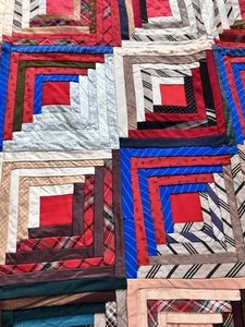 Pennsylvania Vintage Log Cabin Quilt Top - Great Colors & Fabrics! 65”x 66 - Picture 1 of 9