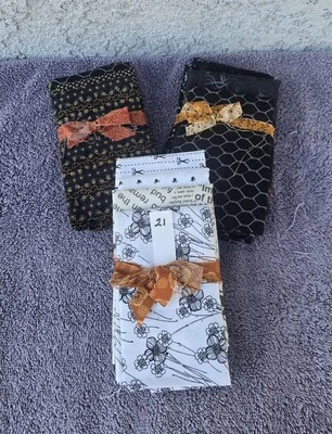 Лот из 13 четверть квадратного ярда винтажный хлопок лоскутное одеяло ткани комплект различные черный белый-21 - Изображение 1 из 4