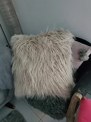 Hyggelig Shearling Effect Cushion with Inlet Beige 48x48 New  - Image 1 of 2