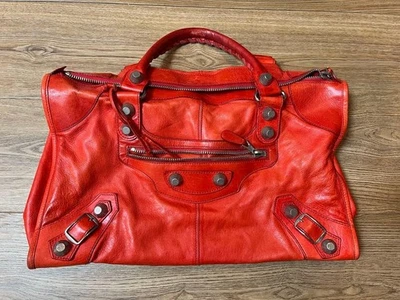 Balenciaga Giant City 2Way Shoulder Handbag Leather Red From JAPAN - Image 1 of 4