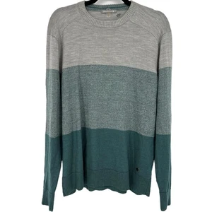 Smartwool Mens Merino Wool Crew Neck Colorblock Sweater Gray Teal Size Large - Picture 1 of 11