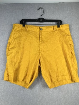 Pantalones cortos informales Tasso Elba para hombre talla 38 mezcla de lino mostaza Foto 1 de 3