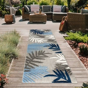 Rugshop Outdoor Rugs Runners Evora Palm Frond Indoor Outdoor Carpet Runners 2x7 - Picture 1 of 7