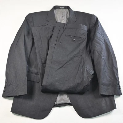 Kenneth Cole 48R 36x30 Dark Gray 100% Wool Mens Jacket Pants Suit - Image 1 of 4