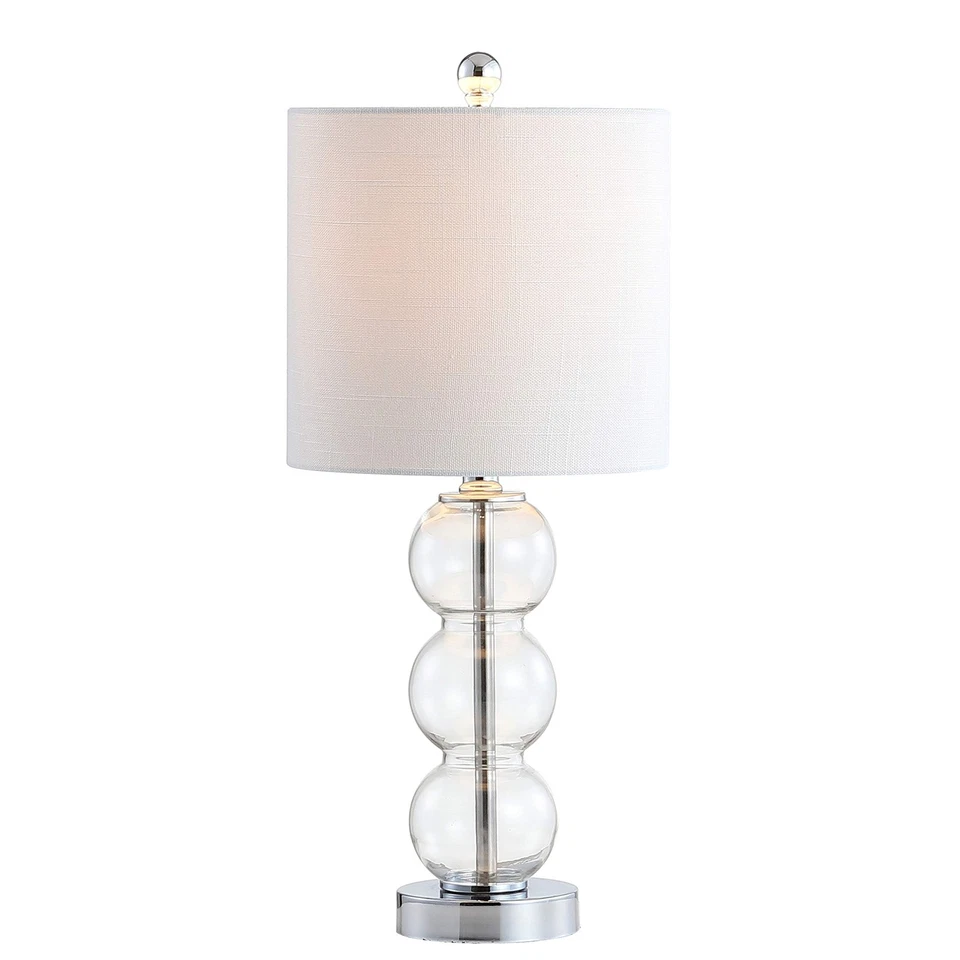 JYL1021D February 21" Glass/Metal LED Table Lamp Contemporary Bedside Desk Ni...