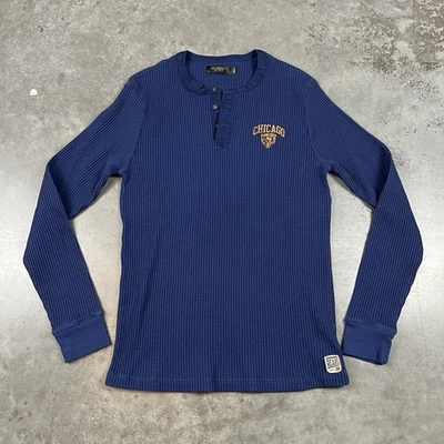Camisa Térmica Chicago Bears Para Hombre Grande Azul Henley Estilo Vintage Manga Larga  Foto 1 de 4