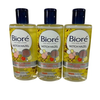 Biore Witch Hazel Toner Clarificante de Poros Acne Sem Óleo - 8 fl oz Cada, Lote de 3 - Imagem 1 de 3