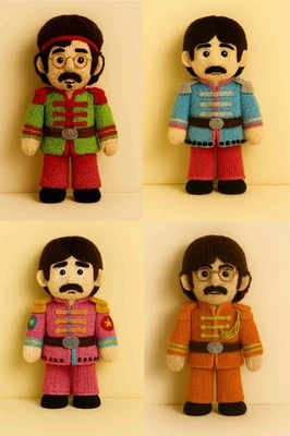 The Beatles John Lennon Paul McCartney Ringo George Knitted Pattern Sg Pepper - Image 1 of 4