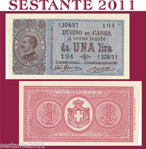 ITALIA, ITALY, 1 LIRE VITT. EMANUELE III, 1917, P. 36b, FDS / UNC , SERIE 194 - Imagen 1 de 1