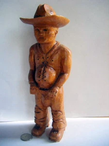 folkart carving Cowboy with beer belly signed nice LOOK - Picture 1 of 5