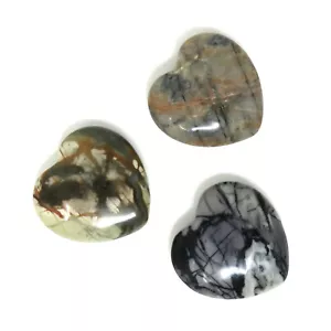 3 PICASSO MARBLE Stone Hearts - 35mm or 1.3" - Valentines Day Decoration Love - Picture 1 of 10
