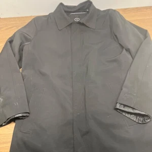 TUMI Tech Men's Coat Black Zipper Trench Insulated Overcoat Rain Jacket Size L - Picture 1 of 12