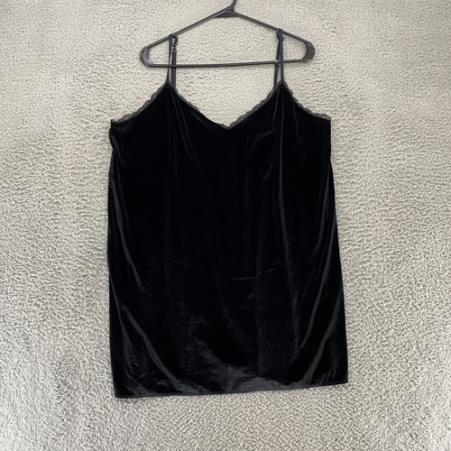 UNDERCOVER Victorias Secret abito slip donna XL velluto pizzo sexy camicia da notte nero