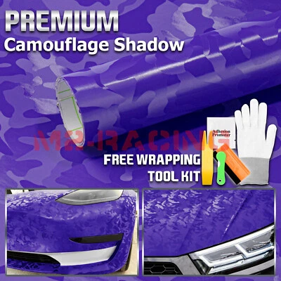 Camuflaje Sombra Púrpura Patrón Camuflaje Coche Vinilo Envoltura Calcomanía Adhesivo Hoja Película Foto 1 de 4