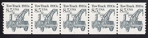 2129 Transportation Issue – 8.5c "Tow Truck 1920s" PNC strip of 5 Plate # 1 MNH - Picture 1 of 2