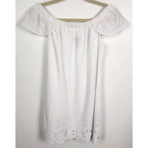 BCBG Max Azria Women's Sz. S Cotton White Off The Shoulder Crochet Detail Dress - Picture 1 of 7