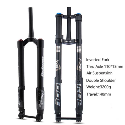 Universal Inverted Bike Fork Boost Fork Thru Axle 110*15mm Travel 140mm MTB Fork - Image 1 of 4