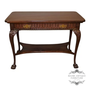 Antique Mahogany Ball and Claw Carved Library Table – 1890s Victorian #21617 - Picture 1 of 1