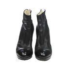 Chanel UK 6 black leather ankle boots