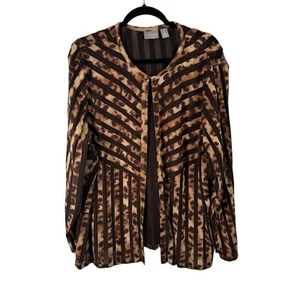 Chicos Travelers Brown Animal Print Topper Suede Mesh Jacket Womens 4 US XXL - Picture 1 of 5
