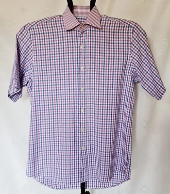 ITALY- AUTHENTIC ETRO MILANO PLAID PURPLE COTTON MEN'S DRESS SHIRT:US15/EU 39 - Image 1 of 4