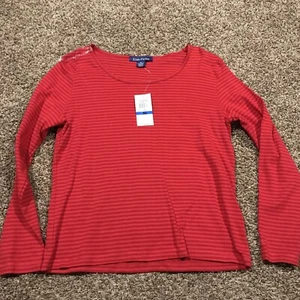 evan picone Womens XL Red Striped Sweater Cotton Nwt A24 - Picture 1 of 4