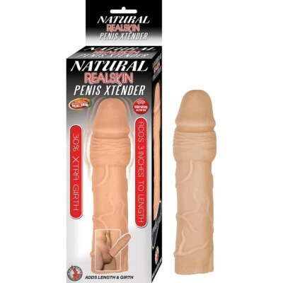 RealSkin Vibrating Uncircumcised 3" Penis Extender Extension Xtender Sleeve - Image 1 of 4